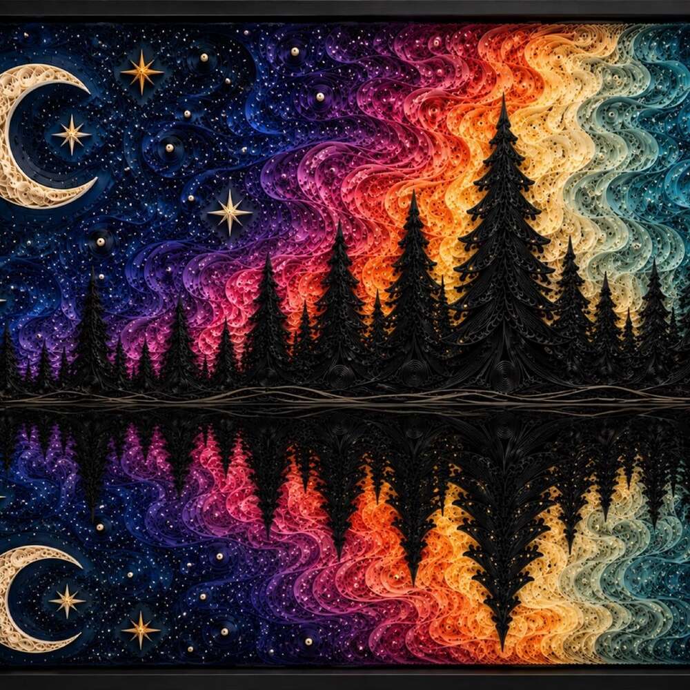 11 X 14 Black Framed Quilled Celestial 70 Ad